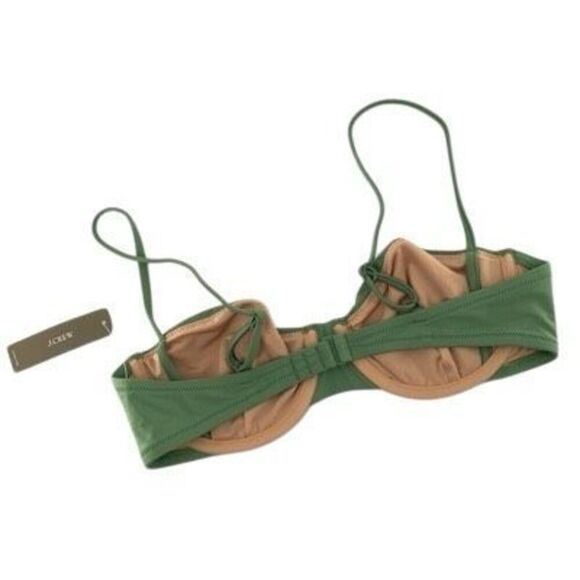 J. Crew Green BX612 Balconette Underwire Bikini Top Swimsuit Size 36B NWT - Picture 2 of 3